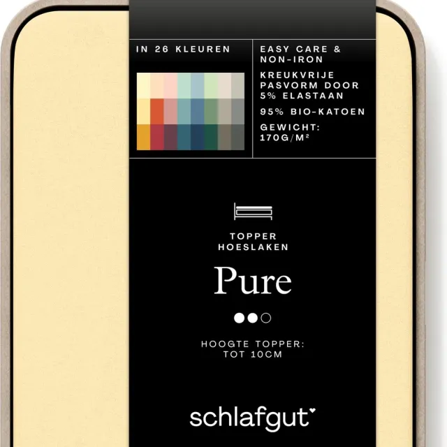 schlafgut Pure Jersey Topper Hoeslaken L - 140x200 - 160x220 164 Yellow Mid