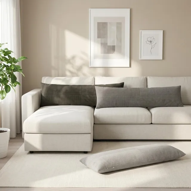 vidaXL Kussensloop ALMELO Lichtgrijs 40 x 145 cm corduroy