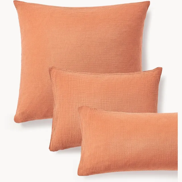 Westwing Collection Mousseline kussenhoes Odile Terracotta