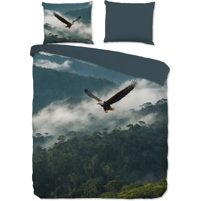 Pure dekbedovertrek roofvogel / arend in de natuur - 2 persoons 200x200/220 cm - Petrol - Microvezel