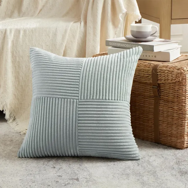Ibenzoa Kussensloop Grijsblauw van Zacht Corduroy voor Stijlvolle Decoratie in Huis en Tuin