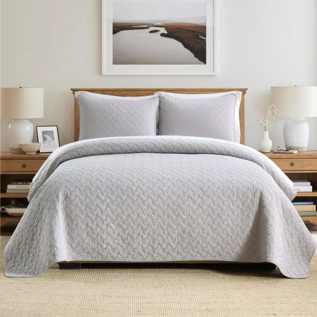 Unyqoos Sfeervolle Katoenen Sprei Set met Gebreid Patroon voor Een Gezellig Thuisgevoel grijs