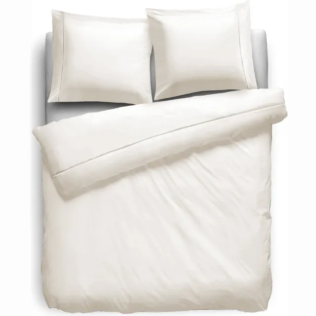 Eleganzzz Dekbedovertrek Percal Katoen Uni - Met Bies - Ivoor - Dekbedovertrek 200x200/220cm - Dekbedovertrekken - Tweepersoons - Effen Dekbedovertrek