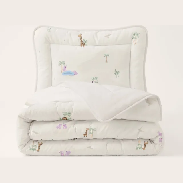 Happybed Kinderdekbed zonder overtrek 120x150 + 40x60 - Wasbaar dekbed - Dekbed zonder hoes - 2 in 1 dekbed - Dekbed met print - Hoesloos dekbed - Animals