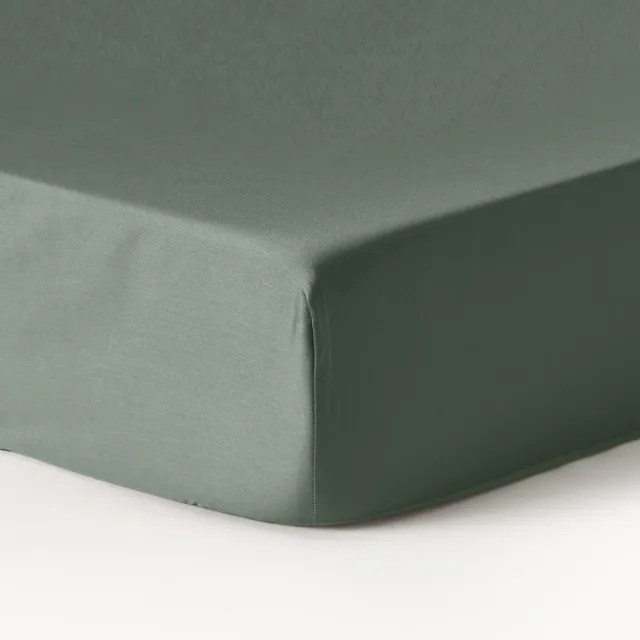 Westwing Collection Topper hoeslaken Premium, katoensatijn Groen
