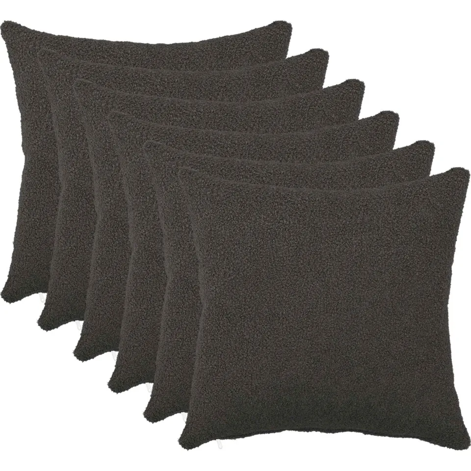vidaXL Kussensloop 6 st HEERLEN Donkergrijs 50 x 50 cm Bouclé