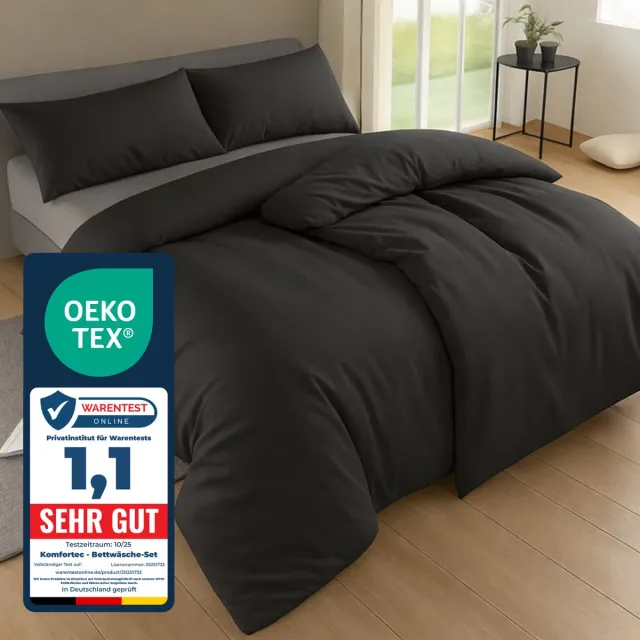Komfortec Premium Dekbedovertrek 2x155x220 cm + Kussensloop 2x40x80 cm - 100% Microvezel - 90 g/m² - 4-Delige Superzachte Beddengoedset - met Rits - Antraciet