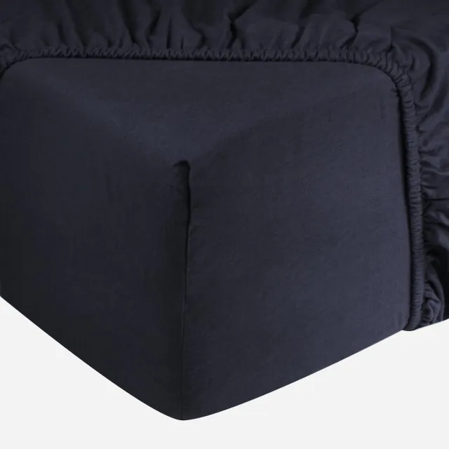 DoubleDry Jersey Stretch Hoeslaken - 100% Katoen - Tweepersoons 140x200 cm - 25cm Matrasdikte - Rondom Elastiek - Navy