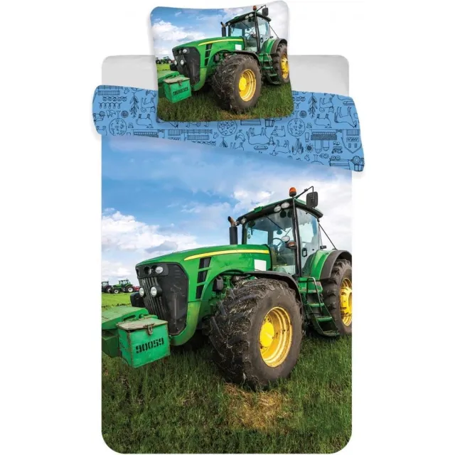 Sweet Home Dekbedovertrek Tractor Groen - 100 x 135 cm - 40 x 60 cm - Katoen Multicolor