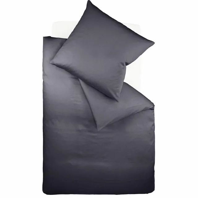 Fleuresse Colours beddengoed | 1x dekbedovertrek en 1x kussensloop | interlock jersey beddengoed van 100% katoen | wasbaar op 60 graden | antraciet