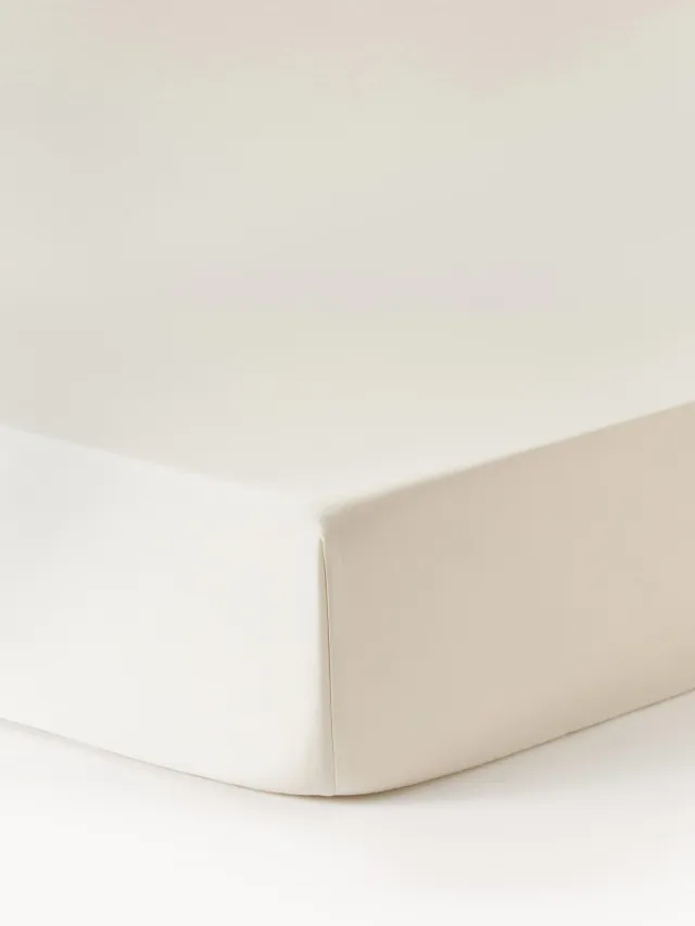 Westwing Collection Katoensatijnen topper hoeslaken Premium Wit