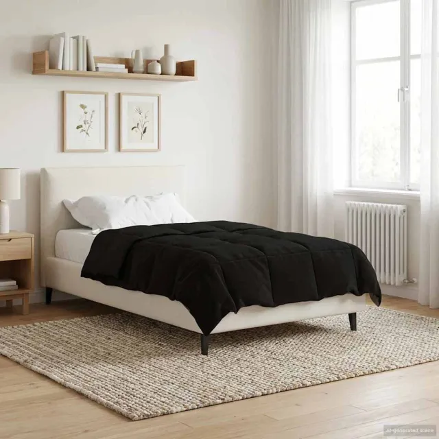 vidaXL Vol jaar dekbed 135 x 200 cm Microfiber (100% polyester) Zwart