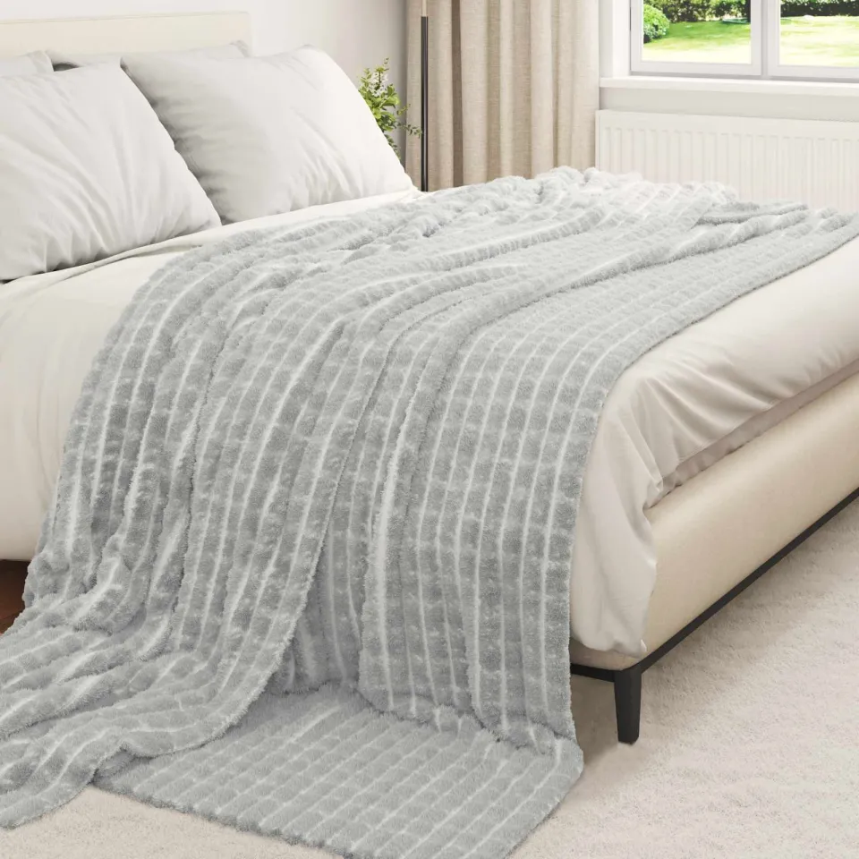 vidaXL Gooi Deken Grijs 270 x 240 cm 1,63 kg Fleece, foto 3