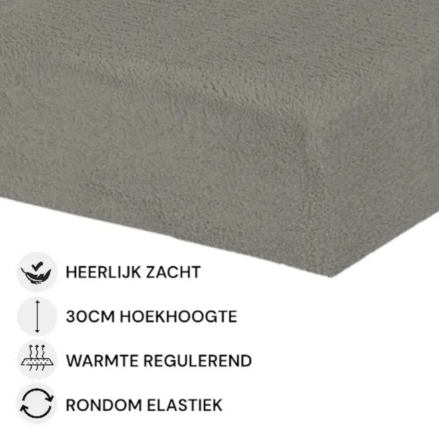 Husch Teddy Fleece Hoeslaken - 160x200 - Taupe