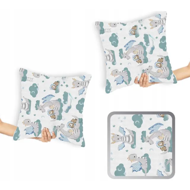 Designpremium Merkloze Katoenen Satijnen Kussenslopen 40x40cm - Groene Draken (2 stuks)