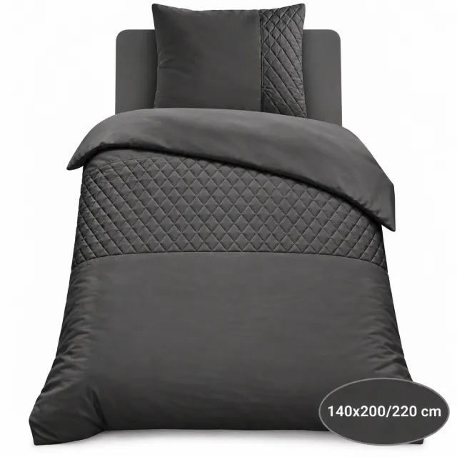 Roden Blue Diamond Dekbedovertrekset - 140x200/220 - Antraciet - Donkergrijs - Strijkvrij - Anti allergeen - 1 Kussensloop