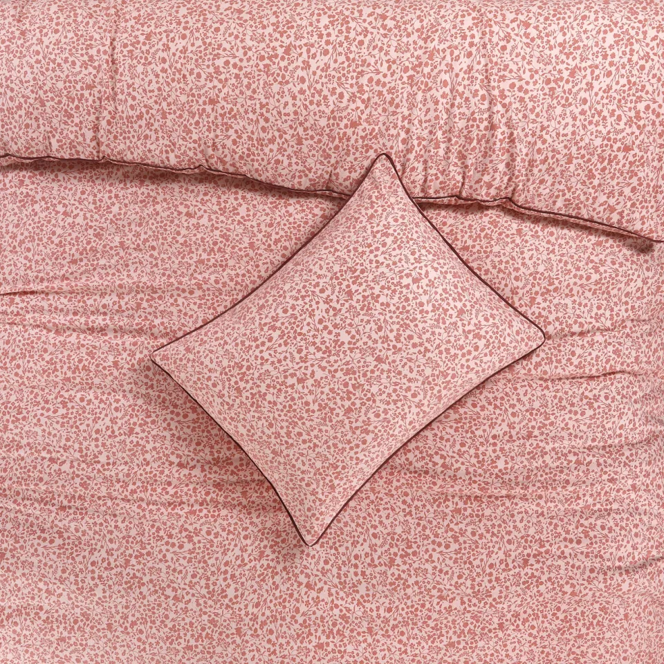NOUS Living flanellen gebloemde 2-persoons dekbedovertrek 200x220 cm - roze, foto 7