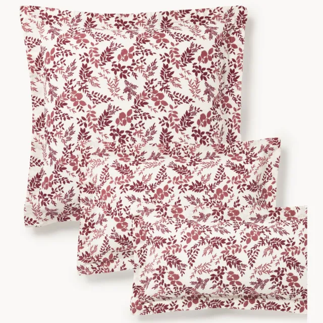 Westwing Collection Kussenhoes Pola met bladprint en bies Rood