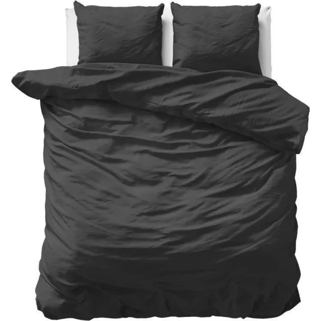 Primaviera Deluxe Uni Satijn - Dekbedovertrek - Lits-Jumeaux - 240x200/220 + 2 kussenslopen 60x70 - Zwart Wit