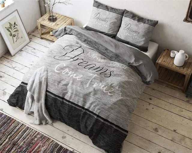 Famanu Beddengoedset True Dreams, 200 x 200 cm met 2 kussenslopen 80 x 80 cm, grijs Neutraal