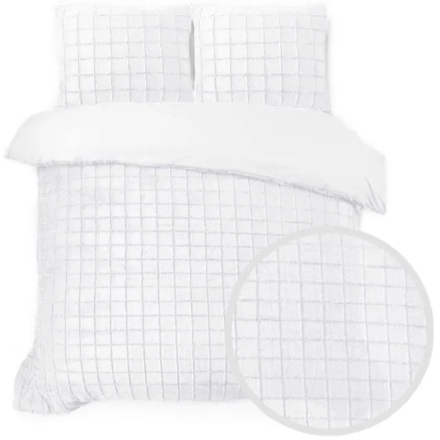 Husch Teddy Fleece Faux Fur Dekbedovertrek Wit - Lits - Jumeaux - 240x200/220 cm - Heerlijk Zacht