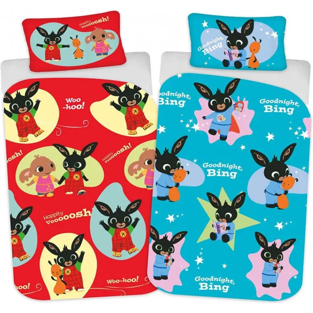 Bing Bunny peuterdekbedovertrek - 120x150cm - BING juniordekbed - rood / blauw