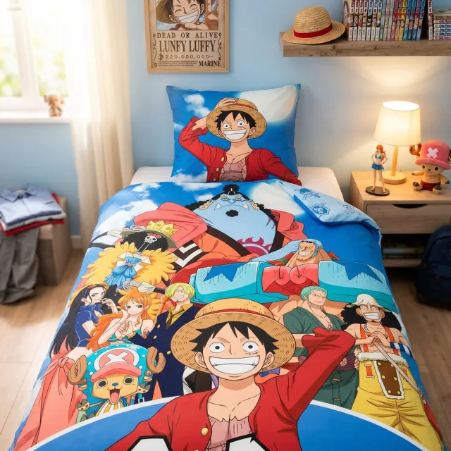 One Piece Dekbedovertrek - Eenpersoons - 140 x 200 cm - 65 x 65 cm - Polycotton Multi