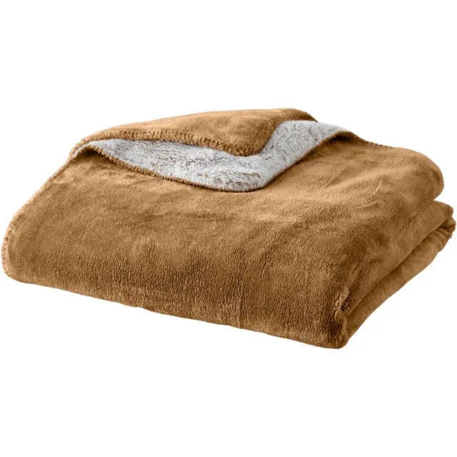 Plaids Cocooning fleece deken - plaid - Cosy Bicolore Nougat- Superzachte fleece - 200 cm x 150 cm Beige