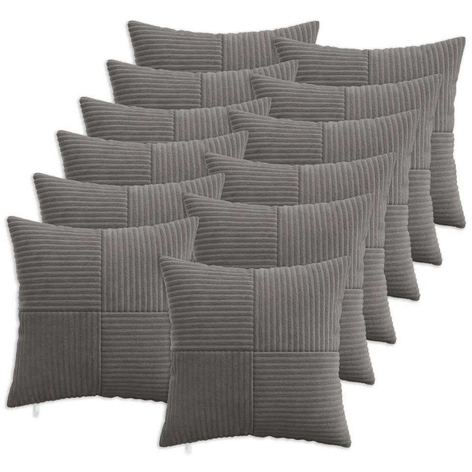 vidaXL Kussensloop 12 st ALMELO Donkergrijs 40 x 40 cm corduroy, foto 3