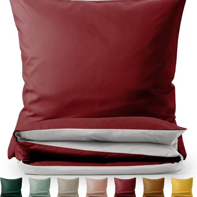 Blumtal Dekbedovertrek Set Tweekleurig - Luxe Beddengoed - 2 x Kussensloop - Rood en Lichtgrijs