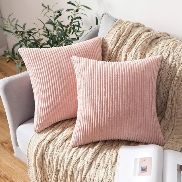 Ibenzoa Premium Corduroy Cushion Covers – Set of Two, 45x45 cm, Durable Fabric roze