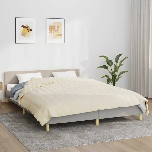 vidaXL Verzwaringsdeken 200x225 cm 13 kg stof lichtcrèmekleurig crème, foto 2