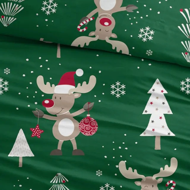 Sleepnight Dekbedovertrek Flanel Gina - 270 x 200/220 cm + 2 kussenslopen - [Groen]