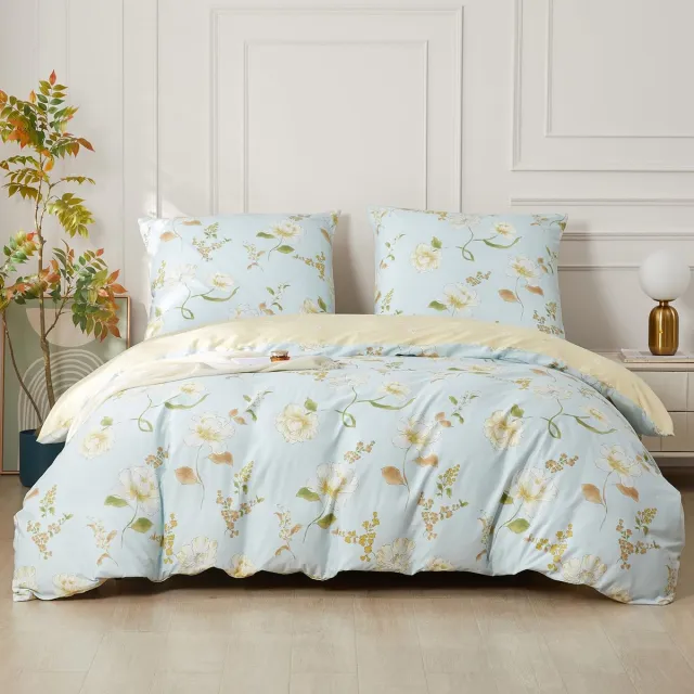 Ibenzoa Stijlvolle en Comfortabele Katoenen Beddengoedset met Bloemenprint voor Een Luxe Slaapervaring nectar
