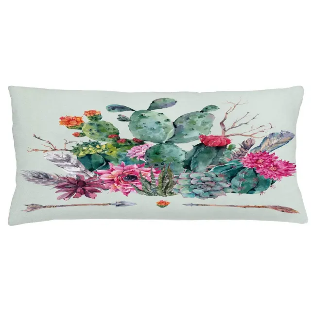 ABAKUHAUS Kaktus-kussenhoes – rechthoekig 90 × 40 cm – dubbelzijdig bedrukt – groen-magenta Grün