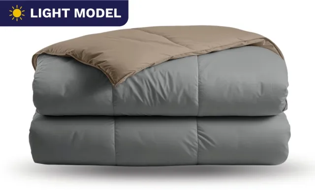 Zelesta Deluxe Duo Light - Anthracite & Taupe 200x200 - Zomerdekbed zonder overtrek - Katoenen dekbed - Dekbed met vaste hoes - Hoesloos dekbed