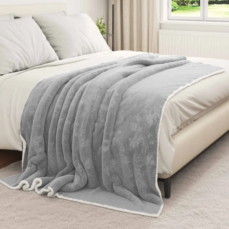 vidaXL plaid Grijs 200 x 150 cm 1,64 kg Fleece, foto 3