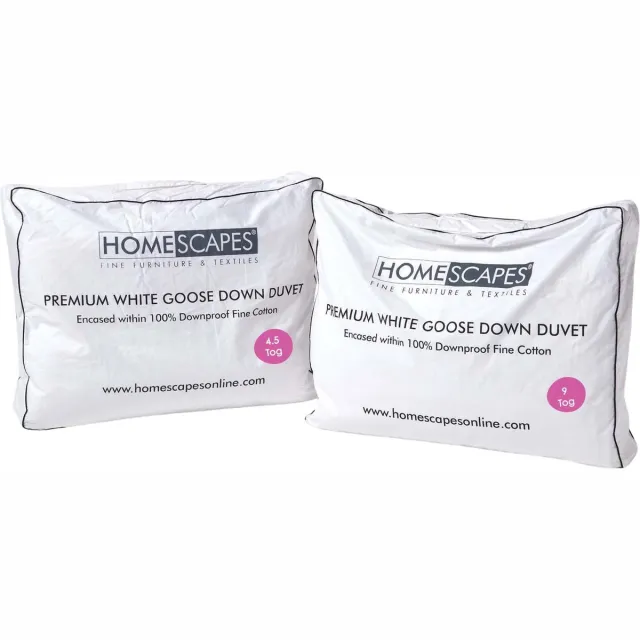 Homescapes Premium Donzen 4-Seizoenen Dekbed 260x200 cm – ≥70% Ganzendons – Warmteklasse 3+2 – Katoen 300TC – OEKO-TEX® & RDS – Wasbaar 40°C Wit