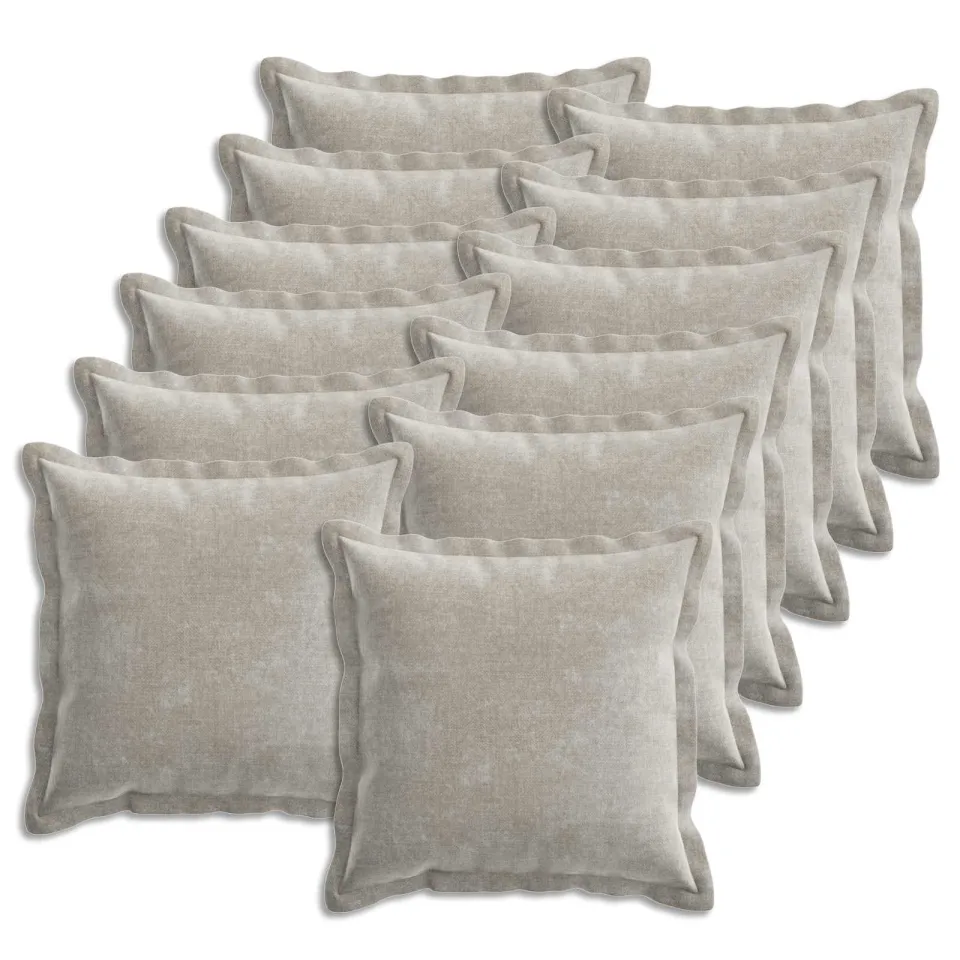 vidaXL Kussensloop 12 st HOUTEN Lichtgrijs 50 x 50 cm Chenille Stof, foto 3