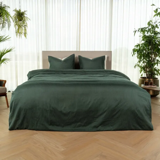 kayori Elin Dekbedovertrek Katoensatijn - 260x200-220 cm +2 slopen - Lits-jumeaux - Donkergroen