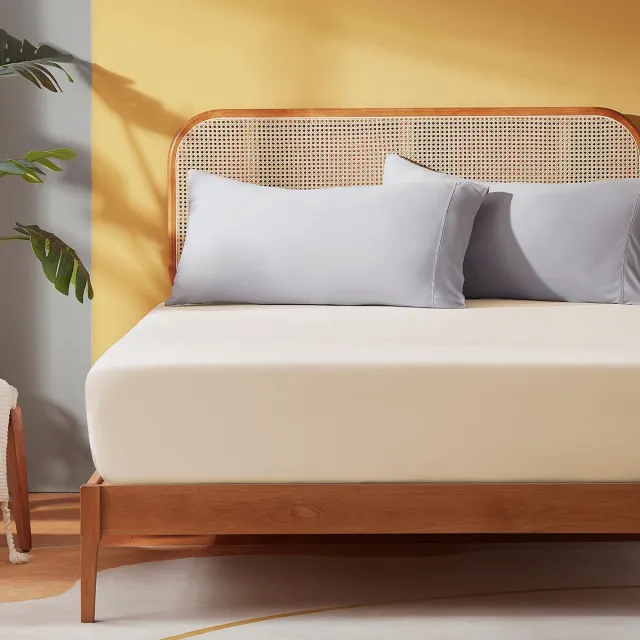 Ibenzoa Ademend en kreukvrij hoeslaken van polyester voor een comfortabele nachtrust beige