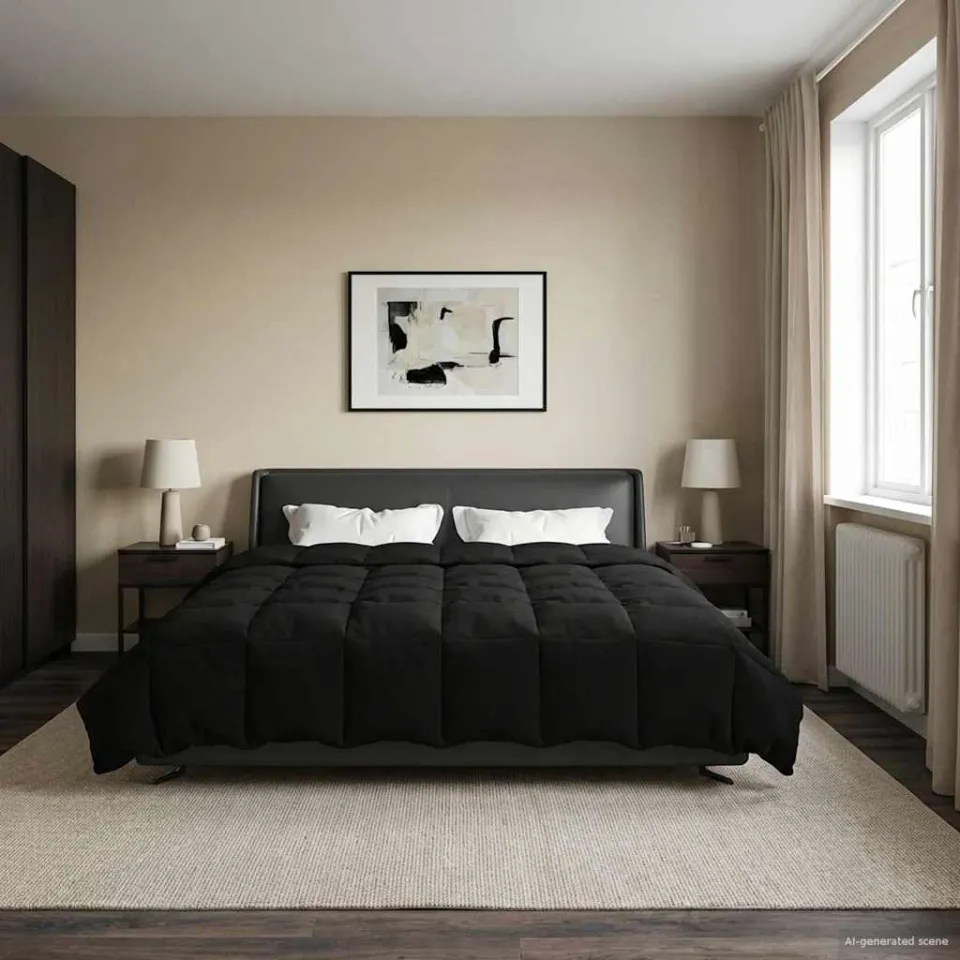 vidaXL Zomer Dekbed 220 x 240 cm Zomer Microfiber (100% polyester) zwart, foto 4