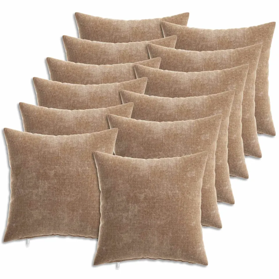 vidaXL Kussensloop 12 st HEERLEN Bruin 40 x 40 cm Chenille Stof, foto 3