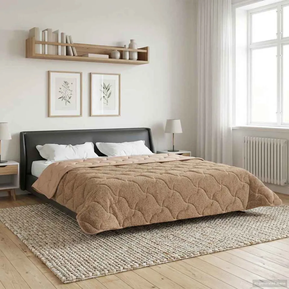 vidaXL Zomer Dekbed 220 x 260 cm Zomer Taupe Ademend, foto 4