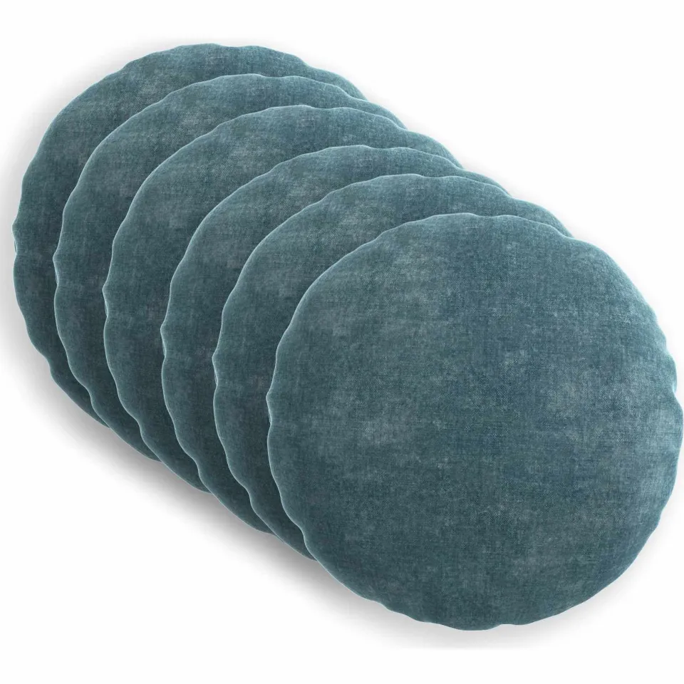 vidaXL Kussensloop 6 st HEERLEN Blauw Dia. 60 cm Chenille Stof, foto 3