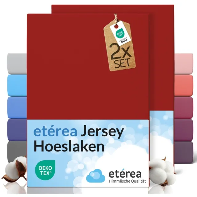 etérea Himmlische Qualität etérea Jersey hoeslaken 2-pack 100x200-120x200 cm (hoek 25 cm) 100% katoen - Kersenrood