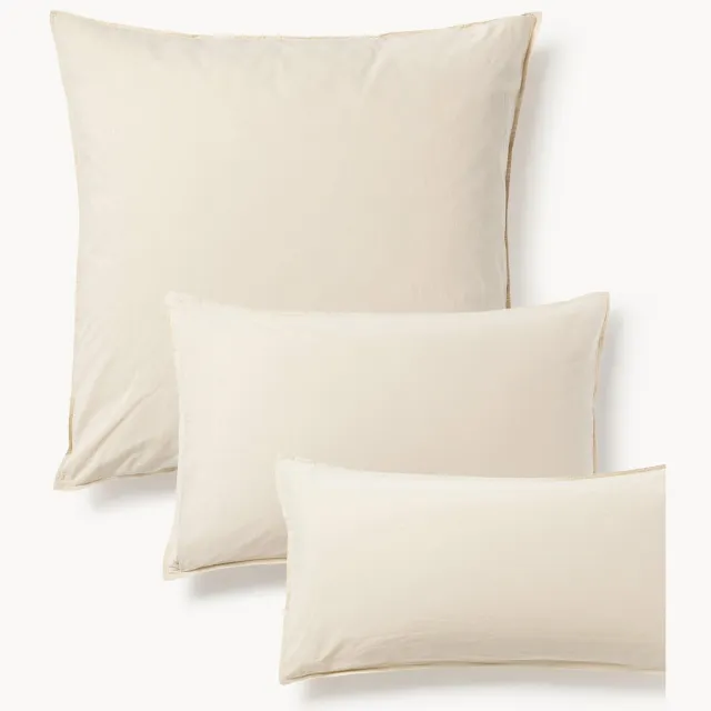 Westwing Collection Kussenhoes van gewassen perkalkatoen Debbie Beige