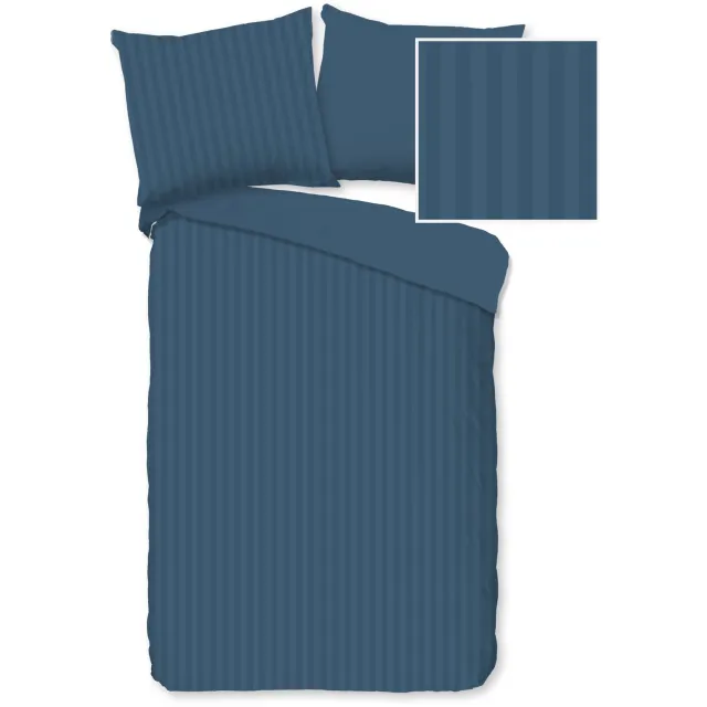 Descanso dekbedovertrek rustige satijnstreep - Peuter 120x150 cm - Denim - 100% Katoen satijn