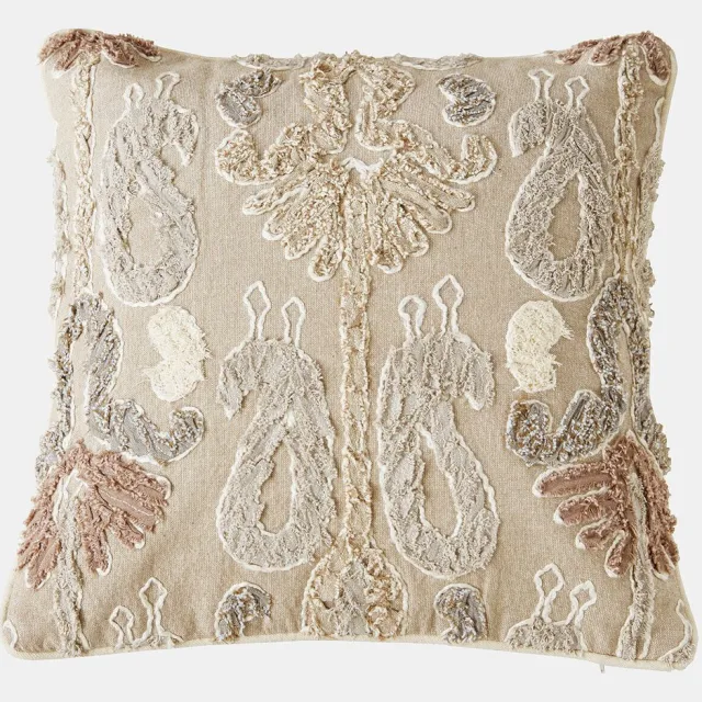 Loberon Kussenhoes Rahmira beige/blauw/rood