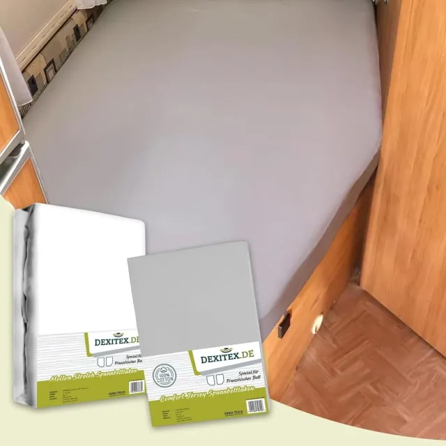 dexitex Textielpakket Frans bed - 1 hoeslaken en 1 molton - rechts Licht grijs 1 x molton + 1 x hoeslaken licht grijs